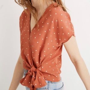 Madewell Sash Tie Wrap Top in Polka Dot 3X